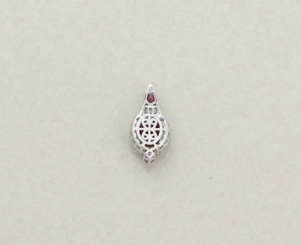 Pendant Only Sterling Silver Natural Red Garnet & Rhodolite Garnet Pendant 1